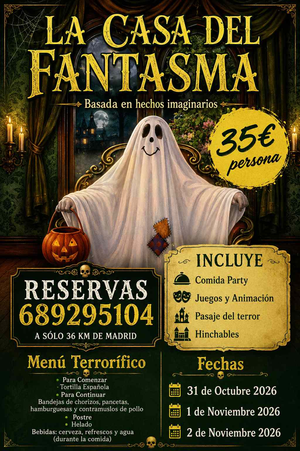 Cartel La Casa del Fantasma Halloween Madrid