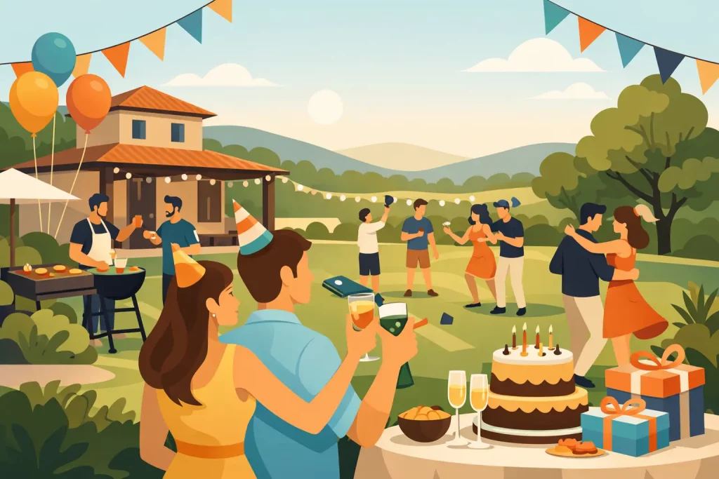 Ejemplo de cumpleaños adulto en finca divertido